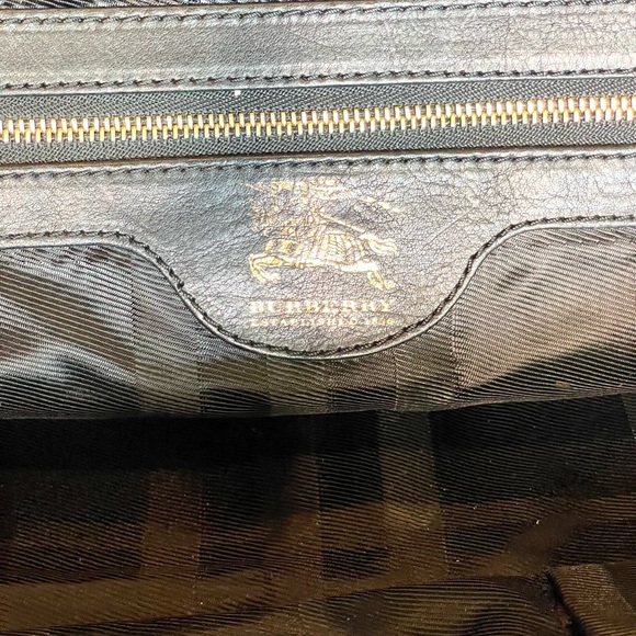 Burberry Manor Satchel Nova Check Black Leather Trim Tote Bag Authentic - Picture 13 of 16